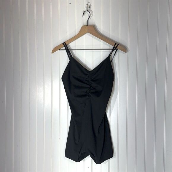 Victoria’s Secret Black Bodysuit Romper M Double Strap Y2K Minimalist Lingerie - Picture 1 of 5